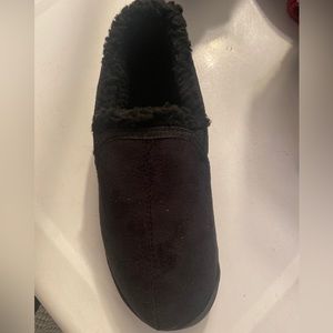 Gold Toe Mens Memory Foam Faux Fur Loafer Slippers Black Size Med (7-8)